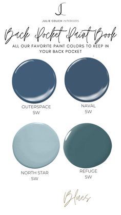 the different shades of paint that are available for each room in this house, including blue and