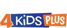 the four kids plus logo is blue, orange and white with words reading 4 kids plus