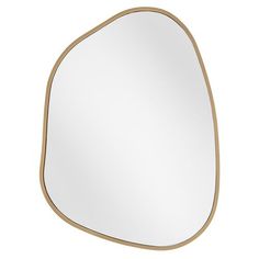 a mirror that is on the wall with a wooden frame and gold trimmings