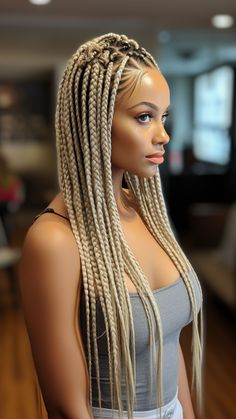 22 Blonde Knotless Braids Ideas to Ignite Your Inner Fire 613 Blonde Box Braids, White Blonde Knotless Braids, White Blonde Braids, Braids With Hair Extensions, Hair Inspiration Braids, Box Braids Blonde, Women With Braids, Knotless Braids Ideas, Traditional Box Braids