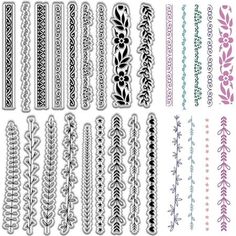 Flower Leaf Lace Line Clear Rubber Stamps Border Edge Retro Vintage Reusable Transparent Silicone Stamp Seals Free Stencils, Flower Leaf, Buy Flowers, Rubber Stamps, Seals, Zen, Retro Vintage, Sewing Crafts, Arts And Crafts