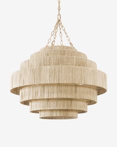 a chandelier hanging from the ceiling with fringes on it's sides