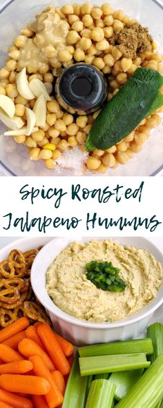 the ingredients to make spicy roasted jalapeno hummus