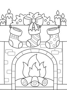 Christmas Fireplace Coloring Page - Etsy Winter Color Pages Free Printable, Xmas Colouring Pages Free Printable, Coloring Pages December, Christmas Coloring Pages Simple, Christmas Coloring Pictures Free Printable, December Coloring Pages Free Printable, Simple Christmas Coloring Pages, Christmas Coloring Pictures, Encanto Christmas