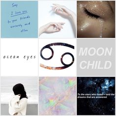 a collage with words, pictures and images about the moon in different languages on it