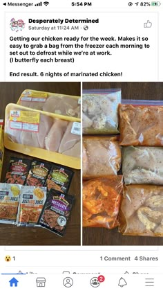 an instagram page with chicken and other food items