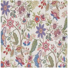 a floral wallpaper with many different colors and designs on the side, including blue, red