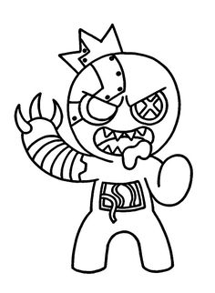 a cartoon character with an evil expression on his face and arms, in black and white