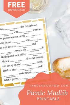 an image of a printable picnic madible with the words free on it