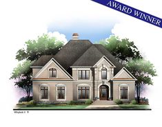 this is an artist's rendering of the front elevation of these luxury home plans