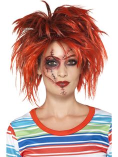 Chuckie Makeup For Kids, Glam Chucky Makeup, Tiff Costume Chucky, Tiffany Cosplay Chucky, Chucky Ans Tiffany Costume, Halloween Makeup Kits, Story Book Pumpkin