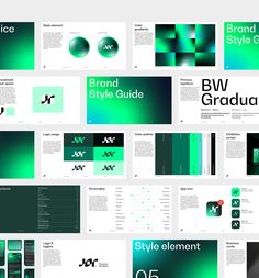 the brochure is designed with green and black colors