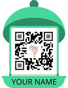 a qr code with the word your name on it and an image of a green hat