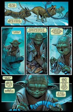 a page from star wars comic book with an image of yoda and the cat