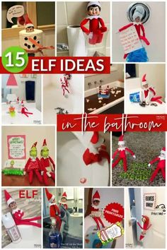 the elf in the bathroom collage is shown