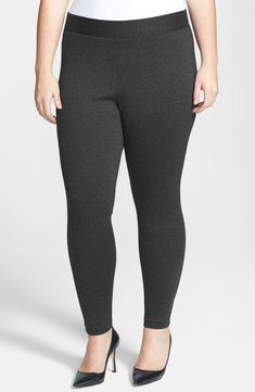 A smooth elastic waist tops leggings fashioned from a dense, stretchy knit and finished with a seam up the back of each leg. Style Name:Vince Camuto High Rise Leggings (Plus Size). Style Number: 373641. Available in stores. Leggings Plus Size, Black Faux Leather Leggings, Thermal Leggings, Knit Leggings, Plus Size Leggings, Plus Size Pants, High Rise Leggings, Leggings Fashion, Tops For Leggings