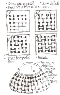 the instructions for how to make a basket with different patterns and sizes, including lines