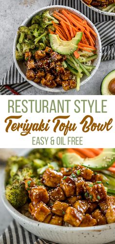 Restaurant-Style Teriyaki Tofu Bowls {easy + vegan} Tofu Lunch Ideas For Work, Tofu Work Lunch, Teriyaki Tofu Bowl, Vegan Lunches For Work, Tofu Teriyaki, Tofu Bowls, Teriyaki Tofu, Vegan Bowls