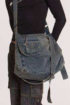 Stellar Denim Messenger Bag Cross Body Handbags Denim, Denim Purses And Bags Old Jeans Custom, Denim Messenger Bag, Denim Cargo, Jaded London, Denim Tote, Jeans Bag, Cargo Pocket, Bag Light