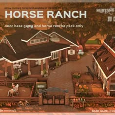 the horse ranch is located in an old western style house and has horses on it