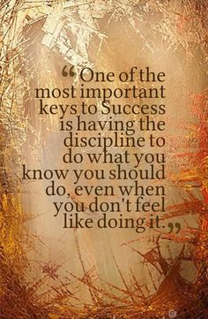 a quote that says, one of the most important keys to success is having the discipline to know what you should do