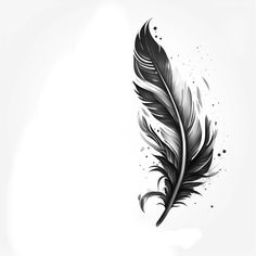 a black and white drawing of a feather