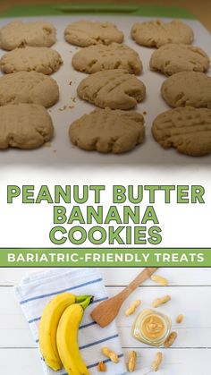 Made with just 4 ingredients, these Bariatric Peanut Butter Banana Cookies are an easy recipe to satisfy your sweet cravings. Make them ahead of time for quick breakfasts, easy snacks, or healthy desserts! Bariatric Recipes Sweets, Bariatric Recipes Desserts, Gastric Bypass Dessert Recipes, Bariatric Banana Recipes, Healthy Bariatric Recipes, Bariatric Recipes Breakfast, Bariatric Cookies, Bariatric Baking