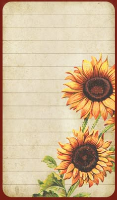 an old notebook with sunflowers on it