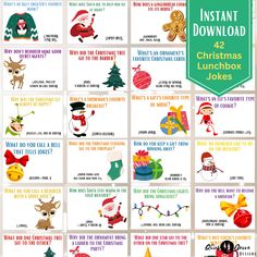 christmas lunchbox joke cards for kids to print and use on their own phone or tablet