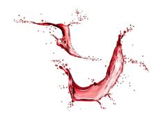 two red liquid splashing into each other in the shape of letters u and v