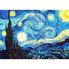 the starry night painting is shown in this image