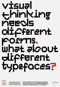 a poster with the words visual thinking and different forms in red, black and white