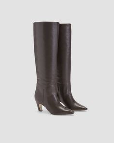 The Knee-High Banana Heel Boot Dark Brown – Everlane Brown Boots Knee High, Dark Brown Knee High Boots, Holiday Money, Dark Brown Boots, Dior Lip Glow, Brown Knee High Boots, Boots Knee High, Heel Boot, Down The Rabbit Hole