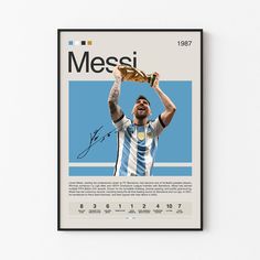 Lionel Messi Poster Postersport Argentina Jersey, Soccer Aesthetic, Champions League Trophy, Preppy Prints, Sport Bedroom