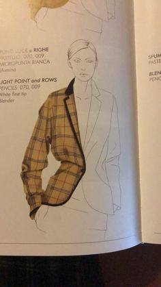 an open book with drawings of men's clothing on the cover and in front