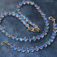 Rainbow Moonstone Necklace 14K Blue Moonstone Necklace Blue Glow Moonstone Layering Necklace 14K Moonstone Statement Necklace SOLID GOLD 14K (54077 - 7)