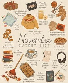 the november bucket list is filled with things to do