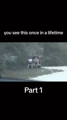 two people standing in the back of a truck on a road with trees behind them