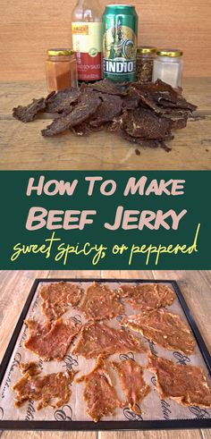 How to make sweet, spicy, or peppered beef jerky Beef Jerky Recipe Dehydrator Air Fryer, Sweet Beef Jerky Recipe, Jerky Flavors, Teriyaki Beef Jerky Recipe, Beef Jerky Dehydrator, Beef Jerky Recipe Dehydrator, Beef Jerky Marinade, Jerky Recipes Dehydrator