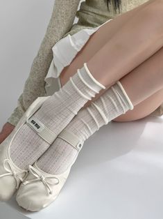 Stay cool and cute in these white summer socks. Made from breathable, thin material with a mesh design, these mid-calf socks feature a charming ruffled edge. Perfect for adding a touch of pure color and fun to your outfit.   Please note that this product includes one pair of socks only. Sock Aesthetic, Socks Aesthetic, Summer Socks, Steampunk Fashion Male, Gothic Skirts, Summer Sock, Mew Mew, Dream Aesthetic, White Socks