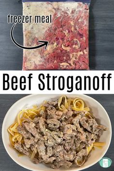 two bags of beef stroganoni next to each other