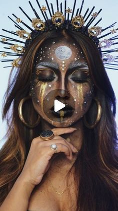 Moon Goddess Makeup, Moon Warrior, Warrior Makeup, Viking Makeup, Transformation Makeup, Goddess Makeup, Warrior Goddess, Viral Song, Halloween Makeup Inspiration