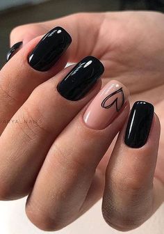 Black And White Nail, Valentine Nail Art, February Nails, Her Nails, Cute Gel Nails, White Nail, Heart Nails