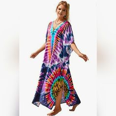 Size: One Size Fits Us Size M-Xl.Length :53.94" Shoulder: 38.19" Bust: 75.59"High Quality:This Swimsuit Cover Up Cafton Is Made Of Fast Dry Material, Light Weight , Breathable , Silk Feeling ,Not Easy To Have Wrinkle .Sexy Design ,Digitally Printed .Excellent Craft. Flowing And Very Comfortable. The Colors Are Bright And Ethnic Print Is Pretty.With This Maxi Dress, You Are Able To Dress It Up, Dress It Down,Wear It Off The Shoulder,Or Slask Embroidery Kimono, Black Bride, Swimsuits Hot, Sequin Maxi Dress, Multi Pattern, Ethnic Print, Hot Dress, Color Free, Blue Tie Dye