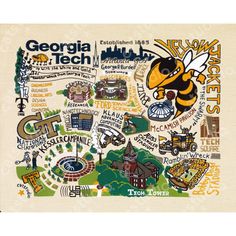 a map of the state of georgia with many different things to see and do on it