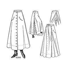 This Early 1920s Divided Skirt sewing pattern was originally published by an independent publisher ★ ★ ★ ★ ★ ★ ★ ★ On the original packaging, the garment was described as a "Ladies' divided skirt. Suitable for cross-saddle riding or for outdoor sports. In two lengths; closing in front." ★ ★ ★ ★ ★ ★ ★ ★ This Skirt pattern was designed to fit the size and shape of an early 1920s woman with 28" waist and 42 1/2" hips.  This is the only size offered with this pattern. For resizing information, see h Fitted Vintage Skirt With Historical Design, Edwardian Patterns Sewing, 1890s Walking Skirt Pattern, 1920s Skirt, 1900 Sewing Patterns, 1910s Skirt Pattern, 1920s Woman, Roaring 20s Flapper, 1910 Sewing Pattern