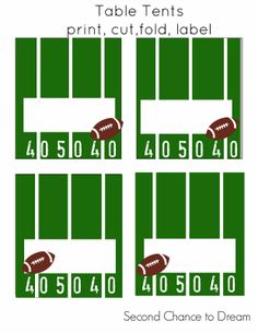 printable football table tents with numbers for each player to choose from, and the number one