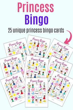 Tet princess bingo  - 25 unique princess bingo cards Disney Princess Bingo Printable Free, Fairy Tale Bingo Free Printable, Fairytale Bingo Free, Royal Princess Birthday Party Games, Princess Bingo Printable Free, Princess Party Games For Kids Activities, Spa Bingo Printable Free, Princess Games Party, Disney Princess Birthday Party Games