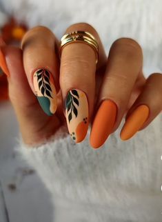 Nagellack Trends, Beach Nails, Autumn Nails, Floral Nails, Chic Nails, Short Acrylic Nails, Nail Arts, Nail Polishes, Cute Acrylic Nails