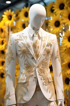 Floral Suit Men, Men Aesthetic Outfits, Wedding Tux, Gold Suit, Snowflakes Falling, Fancy Suit, Gold Outfit